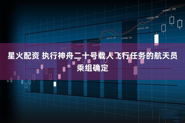 星火配资 执行神舟二十号载人飞行任务的航天员乘组确定