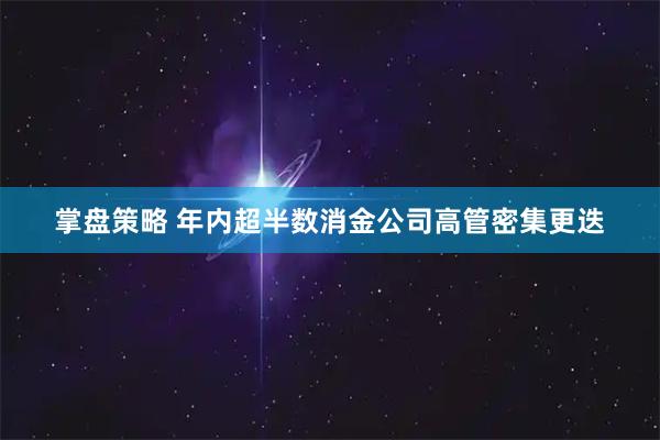 掌盘策略 年内超半数消金公司高管密集更迭