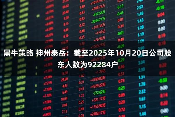 黑牛策略 神州泰岳：截至2025年10月20日公司股东人数为92284户